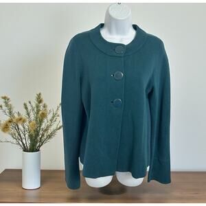Talbots Teal Cardigan Sweater Size Small Big Button Front Long-Sleeve